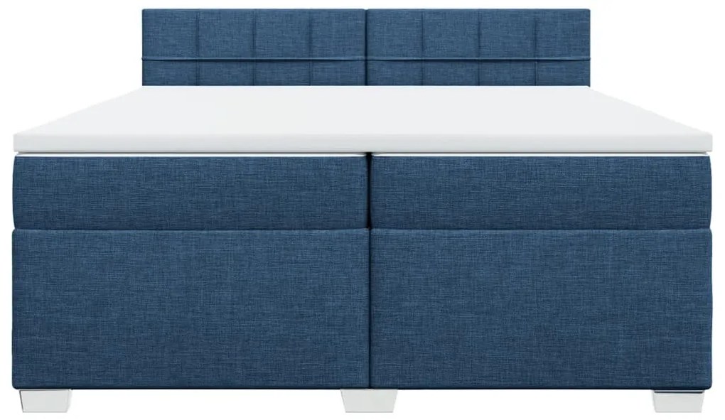 Cama com molas/colchão 200x200 cm tecido azul