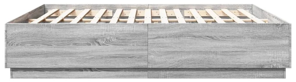 Estrutura de cama 200x200 cm derivados madeira cinzento sonoma