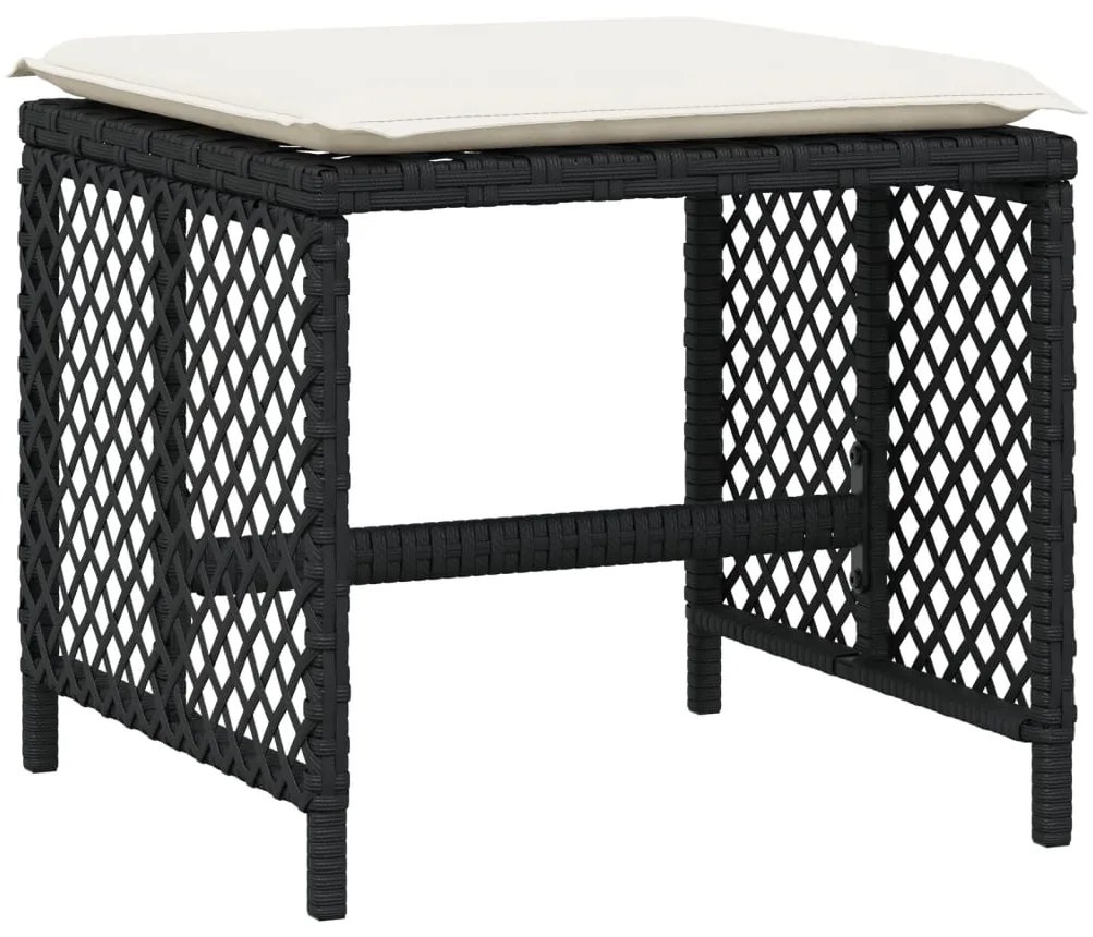 17 pcs conjunto de jantar p/ jardim c/ almofadões vime PE preto