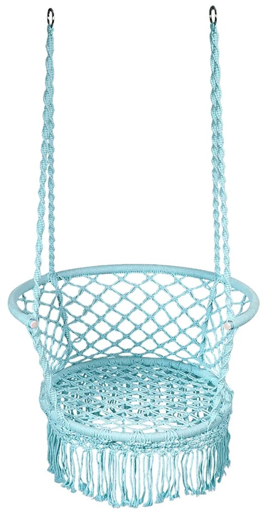 Cadeira Baloiço Jardim com Cordas de Algodão de Assento Perfeito para Pátio Casa Jardim Azul