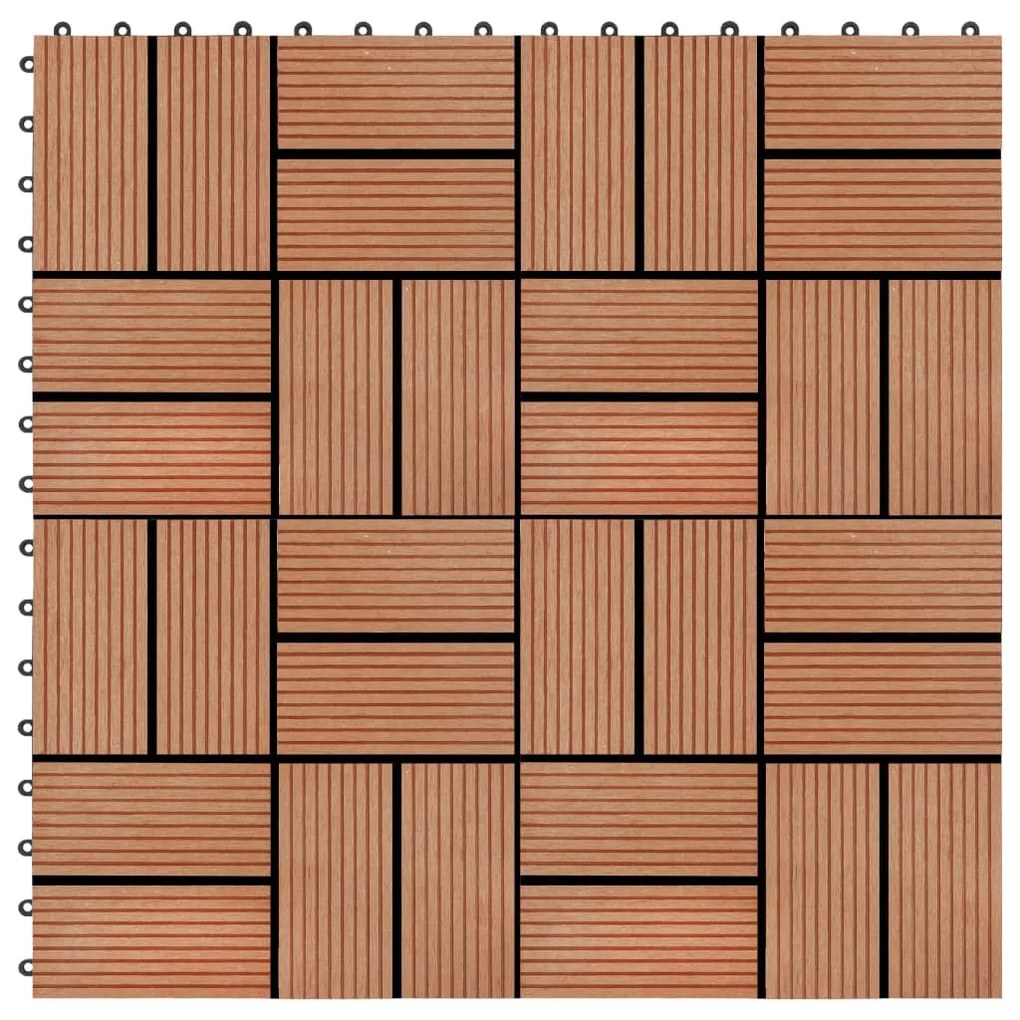 Ladrilhos de pavimento 22 pcs WPC 2m² 30x30 cm cor teca