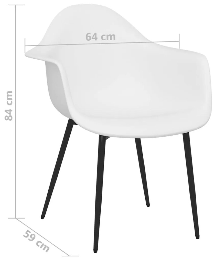 Cadeiras de jantar 4 pcs PP branco