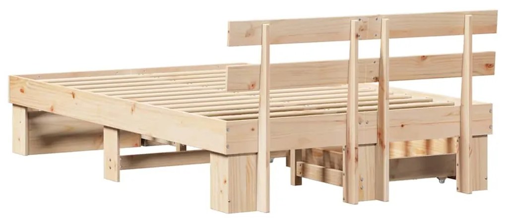 Cama com Gavetas 140 x 190 cm - Madeira de Pinho Sólido