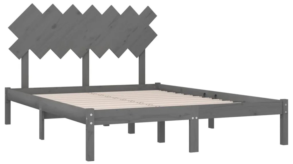 Estrutura de cama king 150x200 cm madeira maciça cinzento