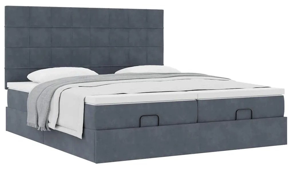 Estrutura cama otomana colchões 180x200 cm cinzento escuro