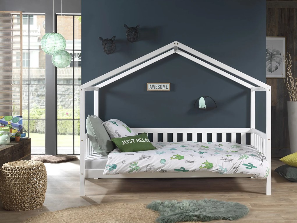 Conjunto Cama infantil de Casa DALLAS Com Ripas 90x200 com gaveta Branca