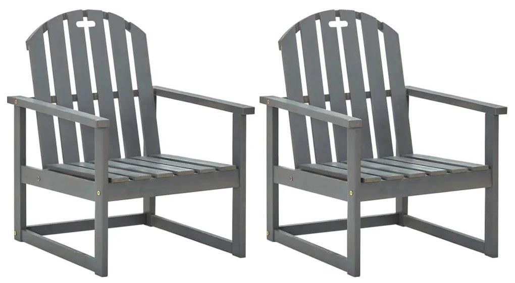 vidaXL Cadeirões de jardim 2 pcs madeira de acácia maciça cinzento