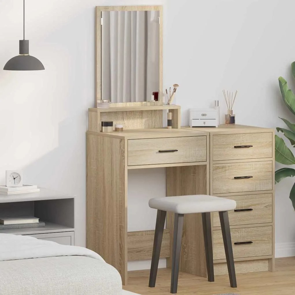 vidaXL Mesa de Maquiagem com gaveta Carvalho Sonoma 50 x 41 x 140 cm