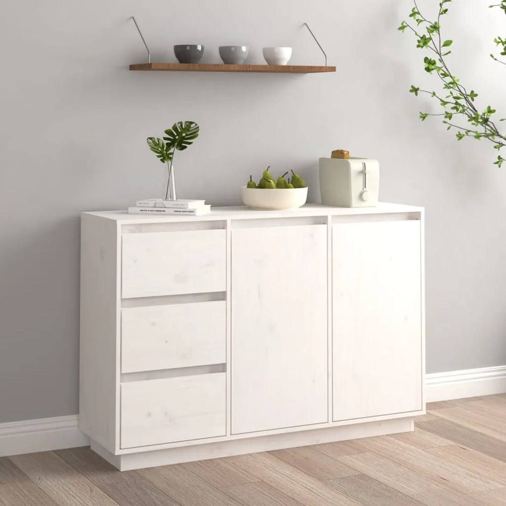 vidaXL Aparador 111x34x75 cm madeira de pinho maciça branco