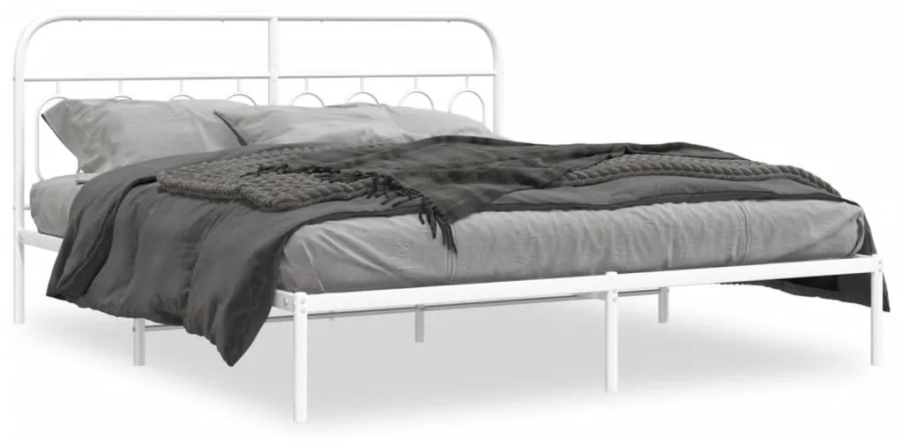 Estrutura de cama com cabeceira 180x200 cm metal branco