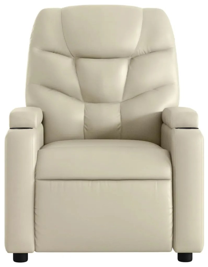 Poltrona reclinável elétrica couro artificial cor creme