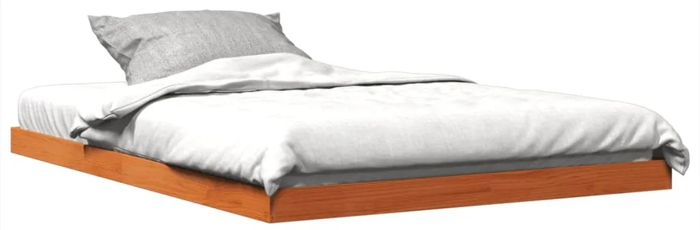 Estrutura de cama 140x190 cm madeira pinho maciça castanho cera