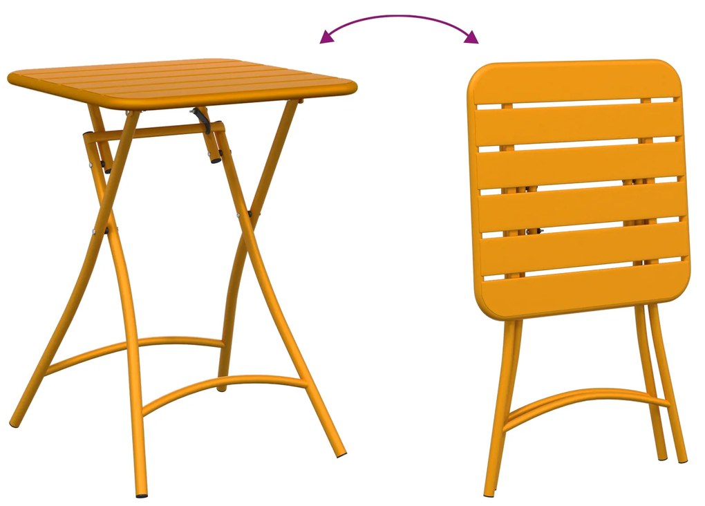 Mesa de Jardim Dobrável vidaXL Amarela Mostarda 55x55x73 cm Aço