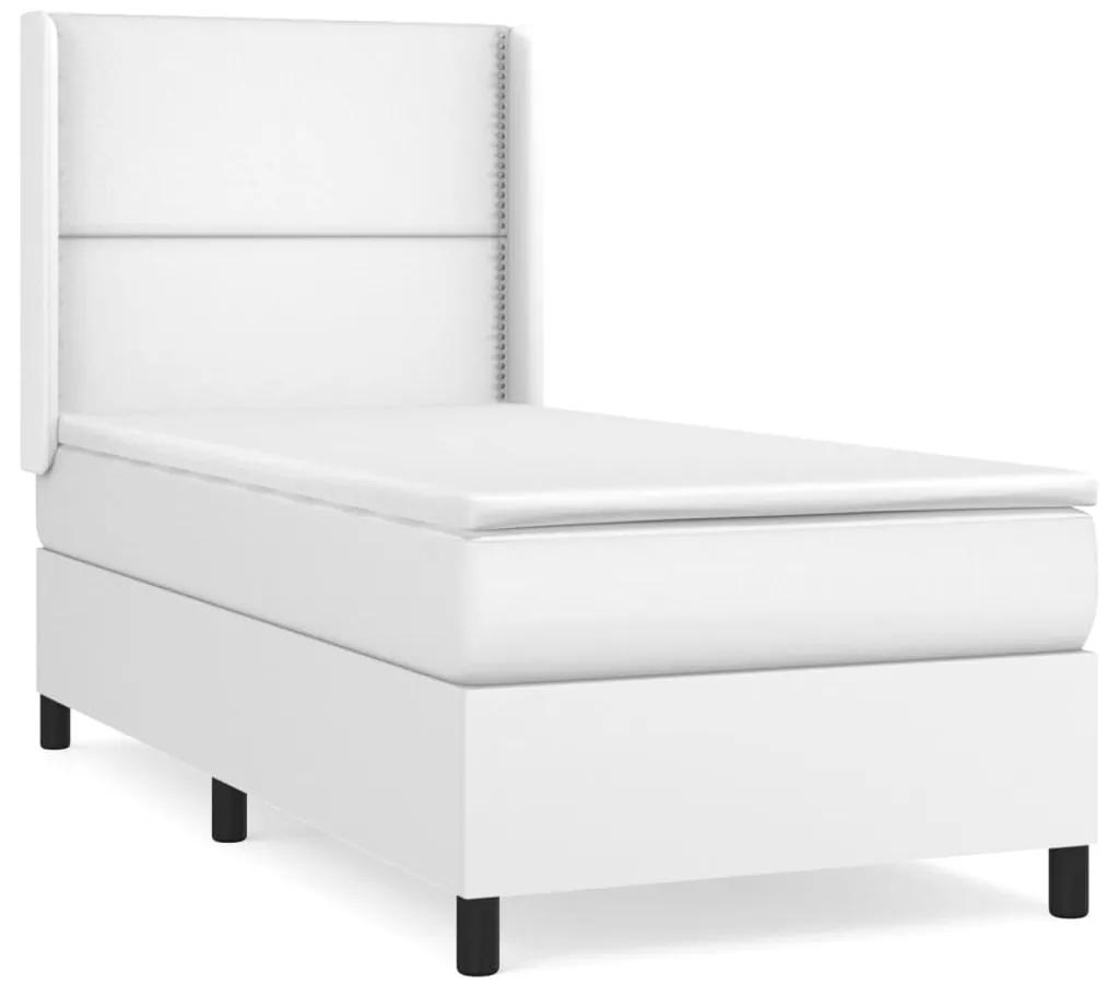 Cama com molas/colchão 80x200 cm couro artificial branco