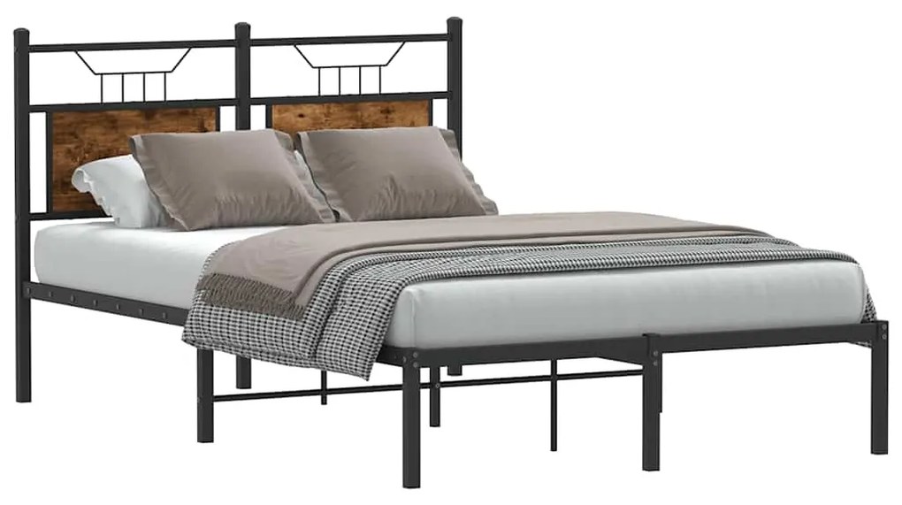 Estrutura de cama s/ colchão derivados madeira carvalho fumado