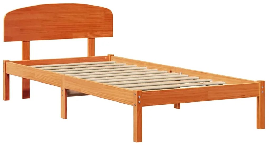 Estrado de Cama com Cabeceira Castanho Encerado 90x190 cm Madeira Maci