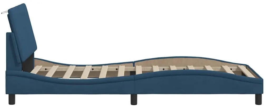 Estrutura de cama sem colchão 90x200 cm tecido azul
