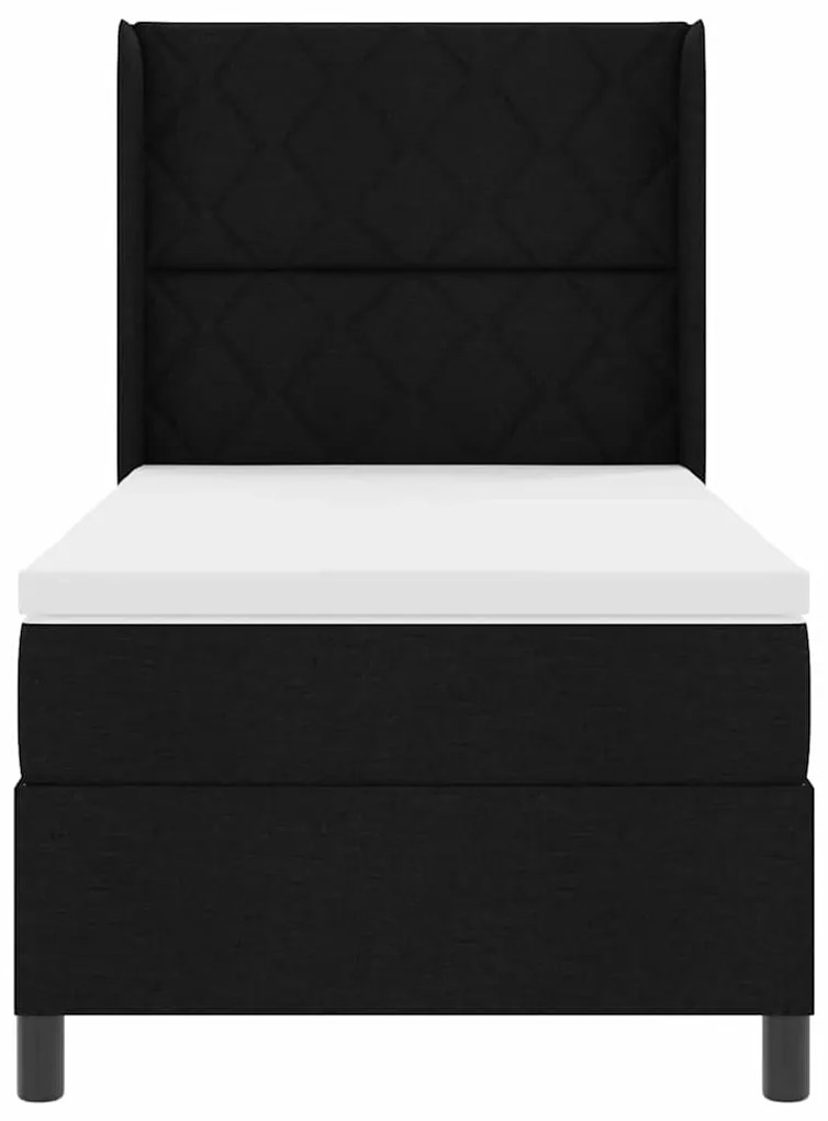 Cama Box com Colchão e LED, Preto, 90x200 cm, Tecido.