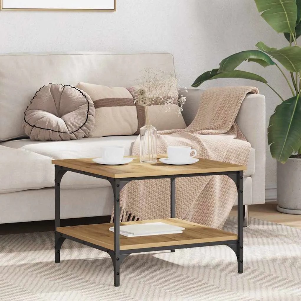 vidaXL Mesa de centro Carvalho Artesanal 55 x 55 x 40 cm