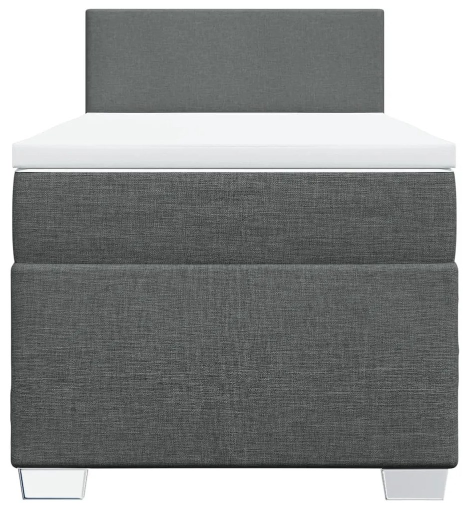 Cama com molas/colchão 90x190 cm tecido cinza-escuro