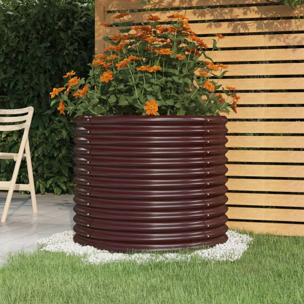 318860 vidaXL Vaso/floreira de jardim aço revestido a pó 80x80x68 cm castanho