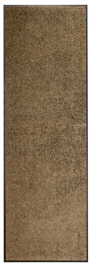 Tapete de porta lavável 60x180 cm castanho