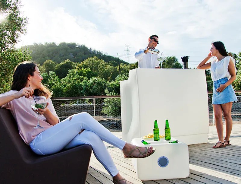 BALCÃO DE BAR COM DUPLA ALTURA JARDIM LED COM LUZ SICILIA 120 LUZ RGB SOLAR + BATERIA RECARREGÁVEL CONTROLO REMOTO  HOTEL, BAR, RESTAURANTE, JARDIM, T