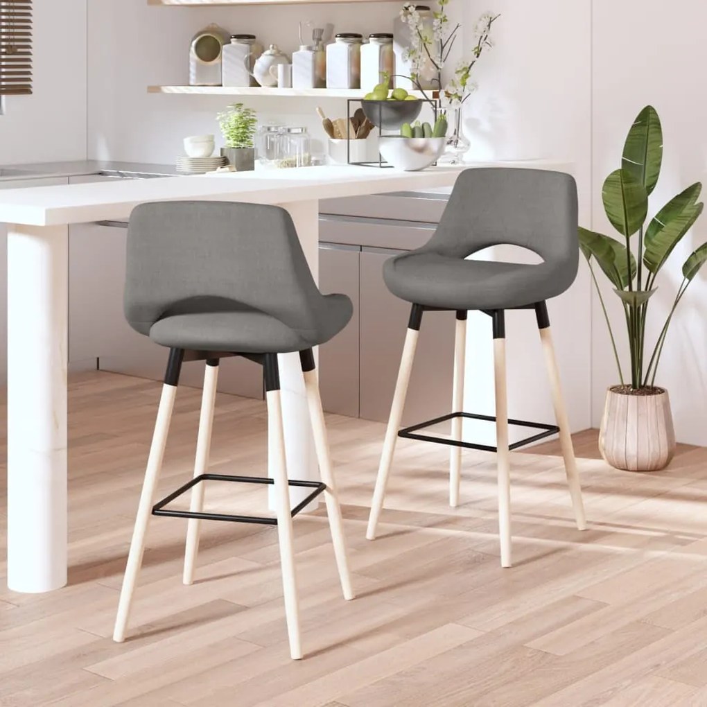 vidaXL Bancos de bar 2 pcs tecido cinzento-claro