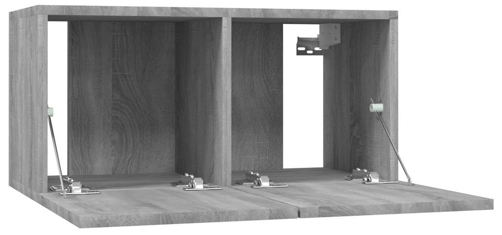 Móveis TV suspensos 3 pcs madeira processada 60x30x30 cm cinza