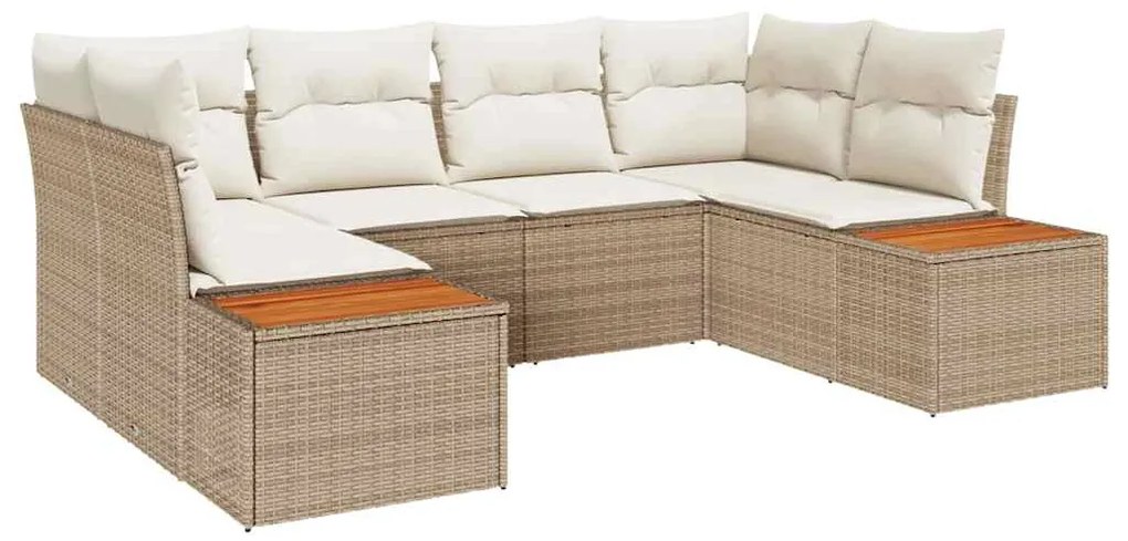 Conjunto de Sofá de Jardim com 6 Peças e Almofadas Beige em Rattan Sin