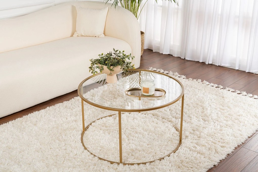Mesa de Centro Gold-Transparent-80 – Dourado – 80x43x80 cm | Tribo Hom