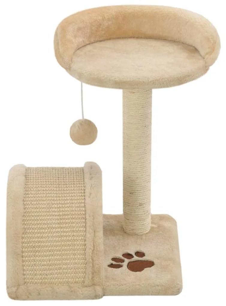 Árvore p/ gatos c/postes arranhadores sisal 40 cm bege/castanho