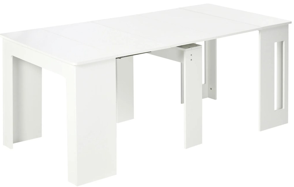 HOMCOM Mesa de Jantar Extensível para 4-6 Pessoas com Lateral Abatível Mesa Auxiliar Multifuncional 180x85x75cm Branco