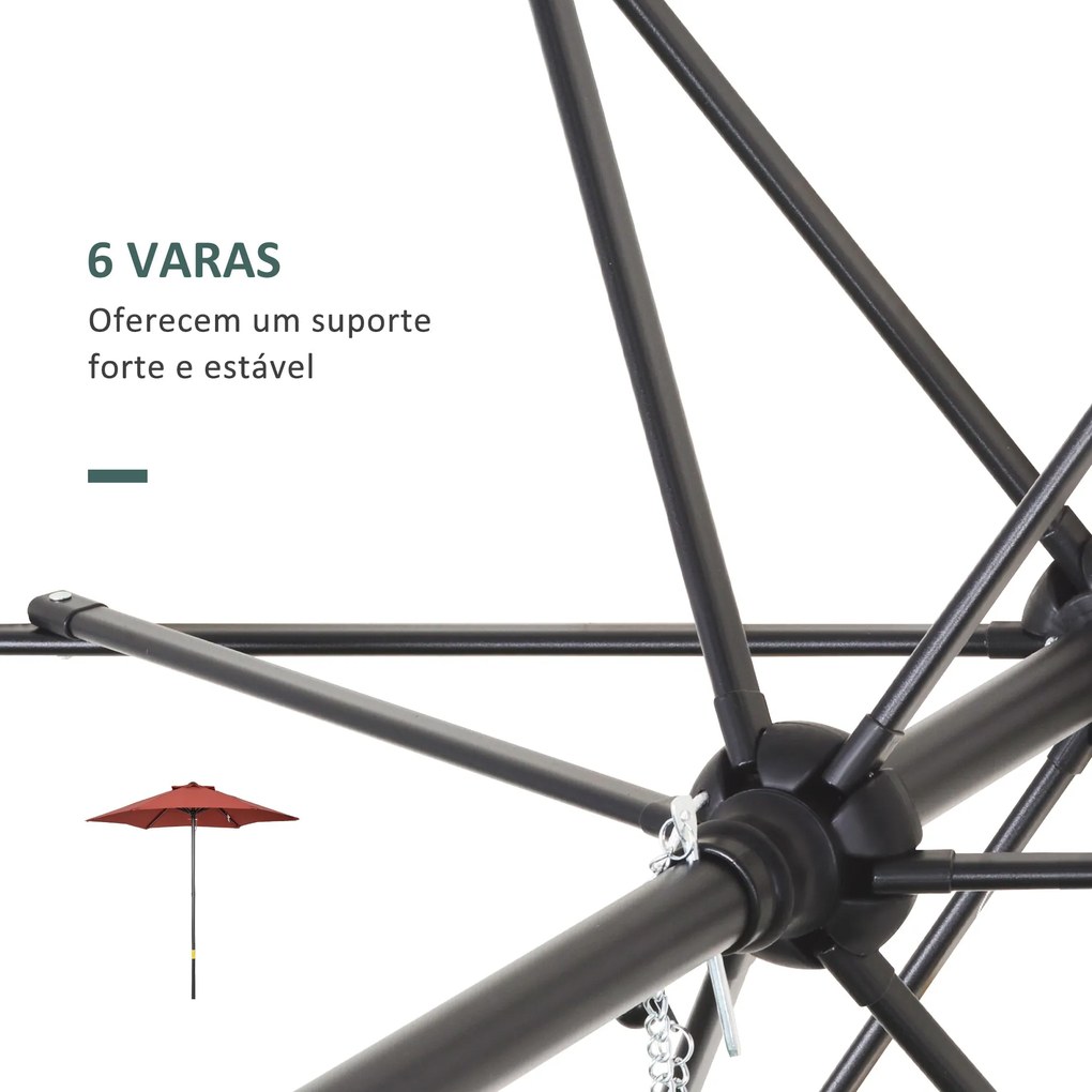 Chapéu de Sol de Jardim Ø2x2 m Chapéu de Sol com Mastro de Alumínio Ma