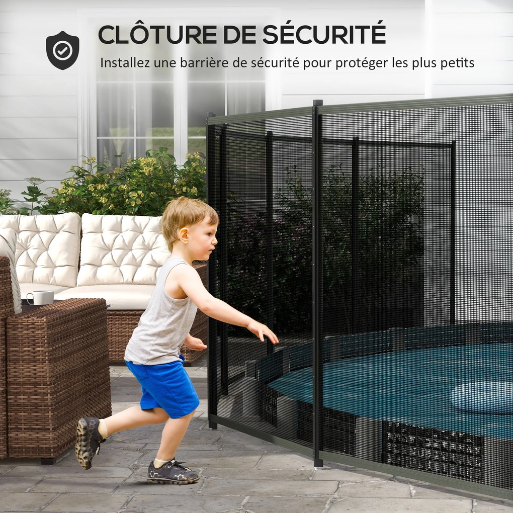 Barreira de segurança em rede para piscina 365 cm (L) x 126 cm (A) conjunto de 4 painéis preto