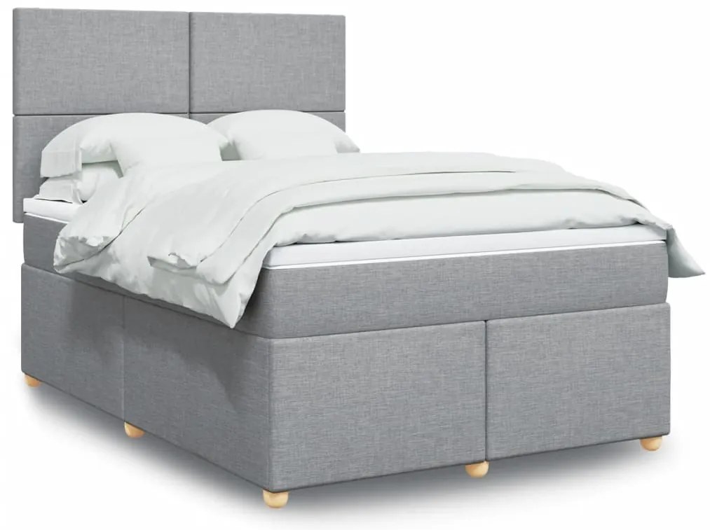vidaXL Cama com molas/colchão 160x200 cm tecido cinzento-claro