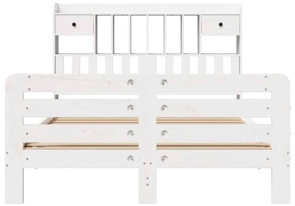Cama com estante sem colchão 160x200 cm pinho maciço branco