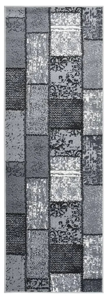 vidaXL Passadeira c/ padrão de blocos 100x300cm polipropileno cinzento