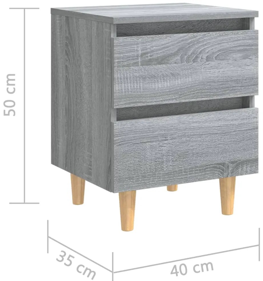 Mesas cabeceira c/ pernas madeira 2pcs 40x35x50 cm sonoma cinza