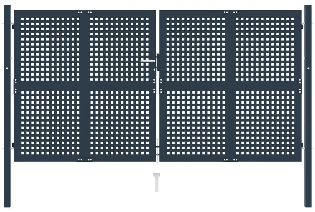 vidaXL Portão de cerca 306x250 cm aço antracite