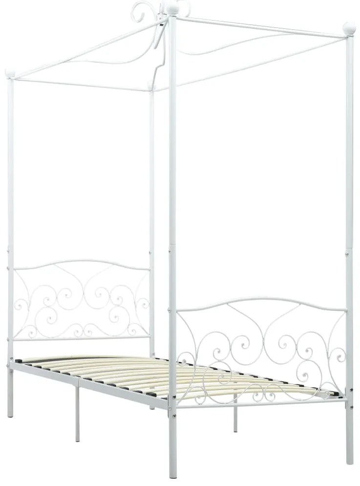 Estrutura de cama com dossel 100x200 cm metal branco
