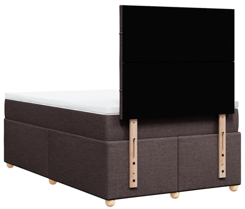 Cama boxspring com colchão 120x190 cm tecido castanho-escuro