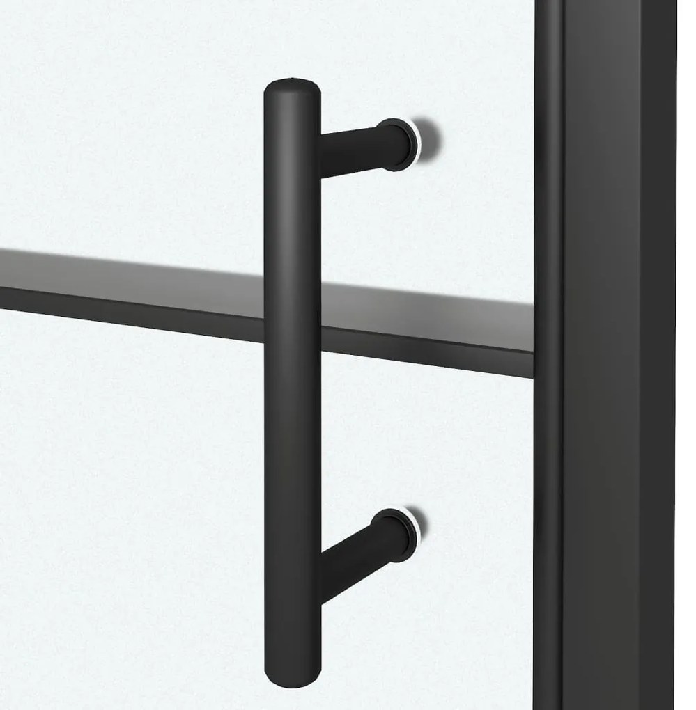 Porta de chuveiro meio vidro fosco temperado 100x178 cm preto