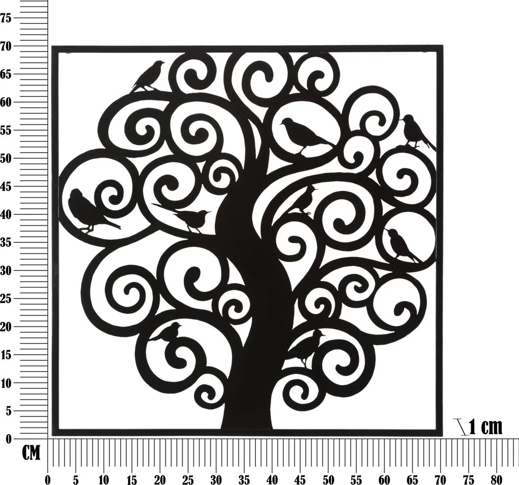 PAINEL DE PAREDE DE FERRO TRÊS 70X1X70 CM PRETO