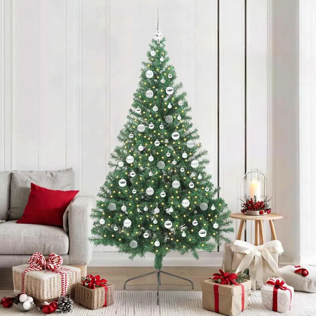 vidaXL Árvore de Natal Artificial Pré-iluminada Verde 210 cm PVC