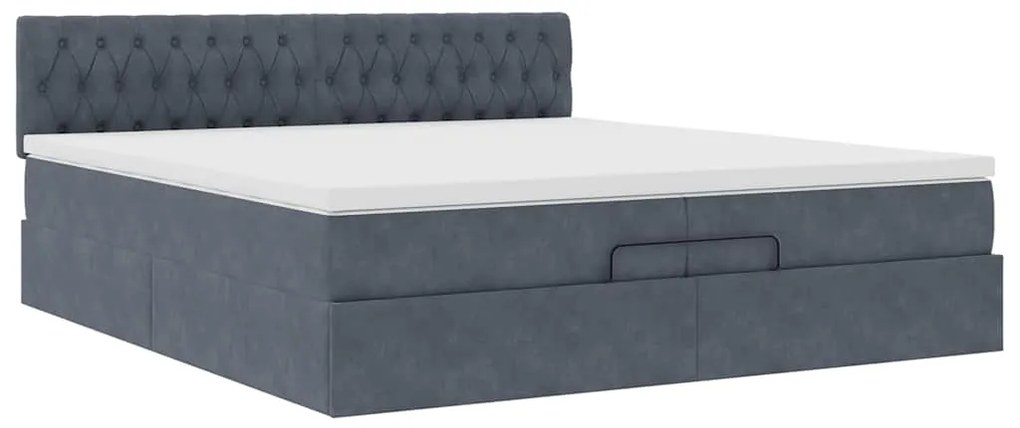 moldura de cama otomana vidaXL com colchão cinza escuro veludo