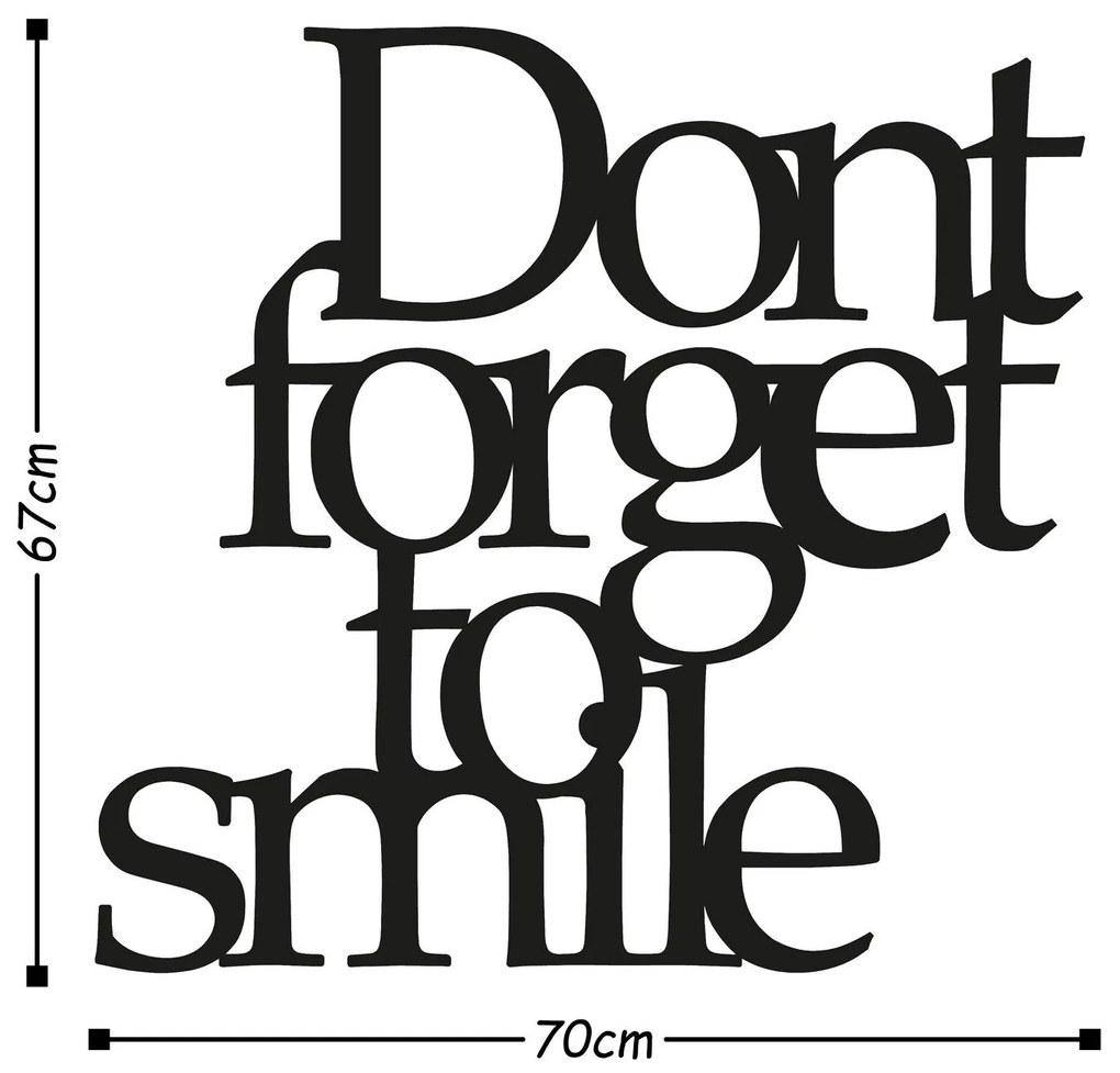 Acessório Decorativo de Parede Dont Forget To Smile – Preto – 70 x 67