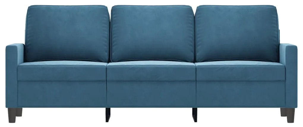 Sofá de 3 lugares 180 cm veludo azul