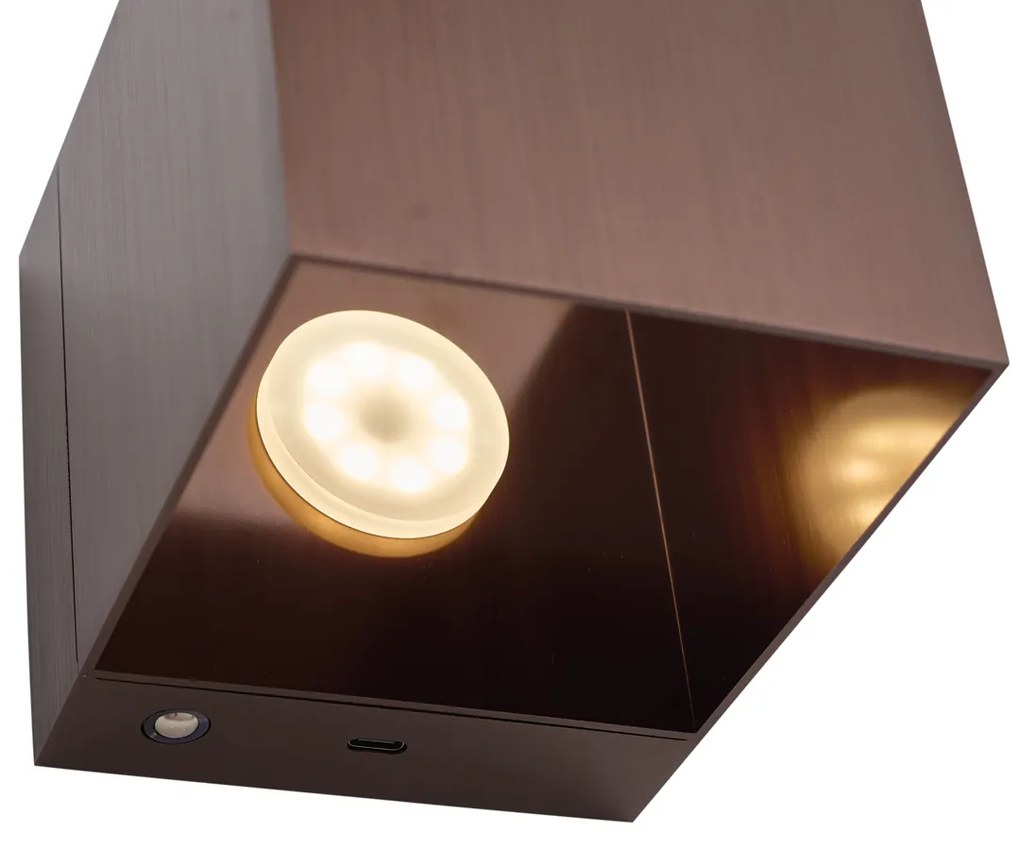 Candeeiro de Parede Moderno Bronze Escuro Incl. LED e Dimmer de Toque Recarregável - Joris