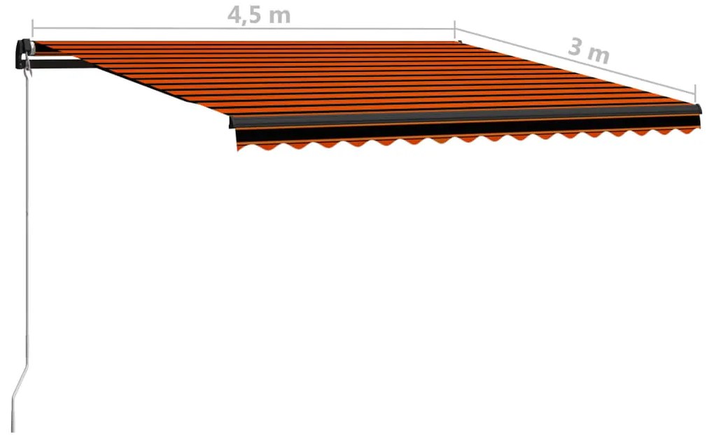 Toldo retrátil manual 450x300 cm laranja e castanho